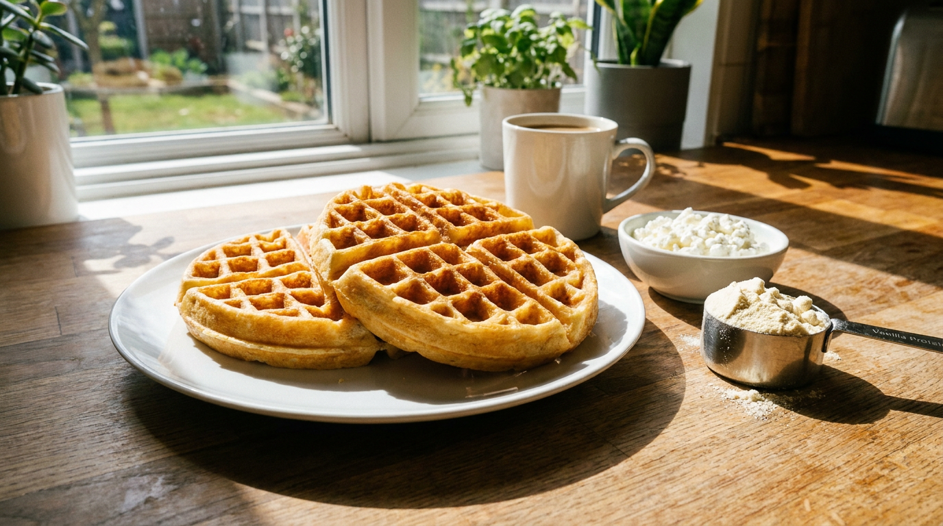protein waffles - whey and cottage cheese batter nutrition compared